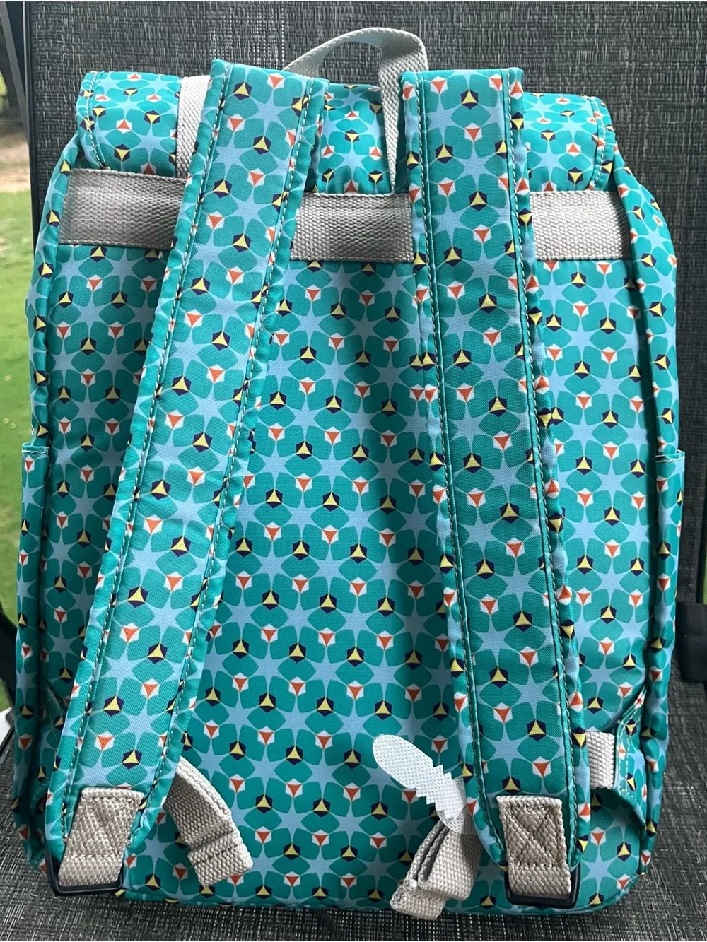 Kipling Teal Print Backpack with Pockets, Straps, NWT Large